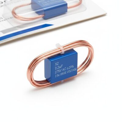 주석 구리 리드선 재질 X2 안전 커패시터 정전 용량 허용 오차 ±20% 정격 서지 전압 정격 전압의 2.5배